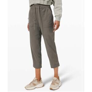 Lululemon Beyond the Studio Crop Pants, Sage Grey, Size 4
